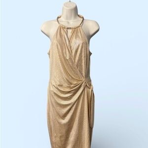Kensie Shimmering Gold Midi Dress